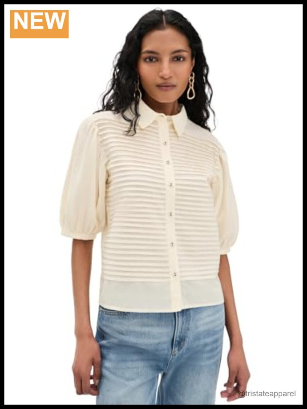 Ulla Johnson Women's Cordelia Short Sleeve Button Up Cotton Top